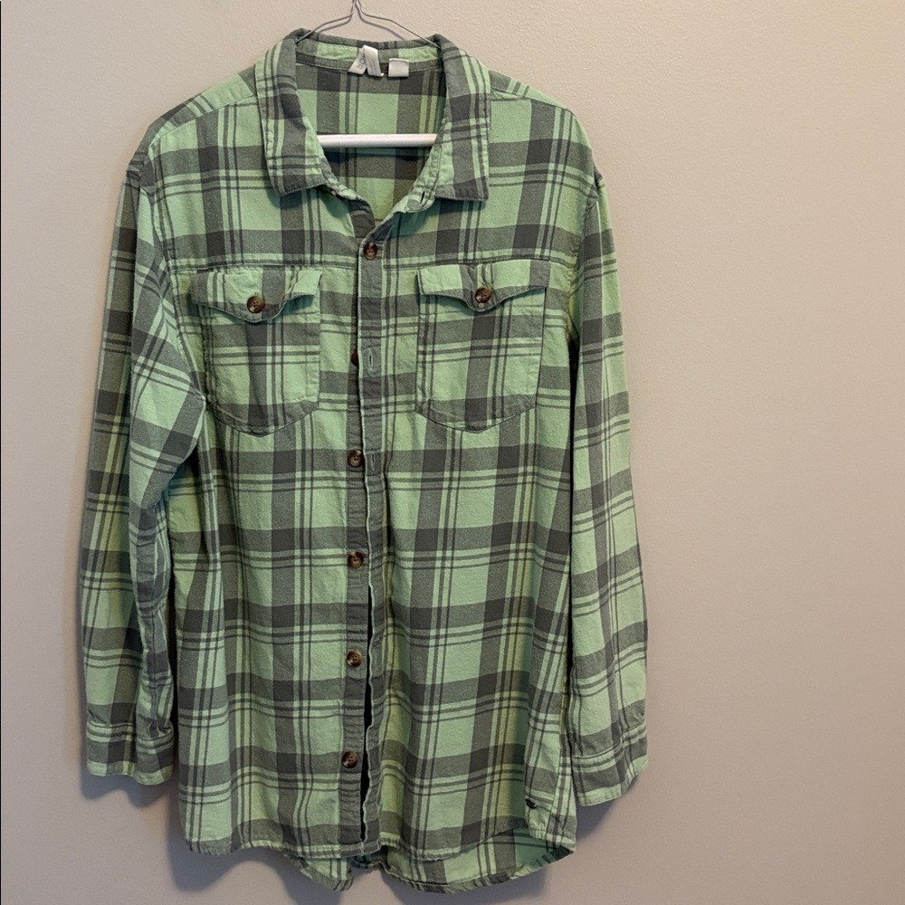 Roxy Mint and Gray Plaid Shirt